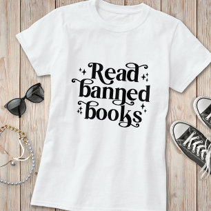 Läs Banngarvad Bokar Vintage Retro Typography T-Sh T Shirt