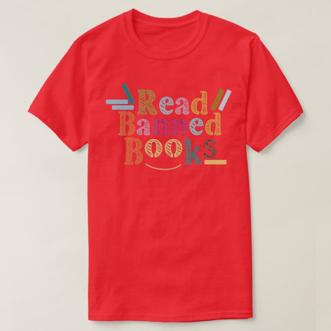 Läs bannlyst bok, retro bokahok, bok älskare, re t shirt (Design framsida)