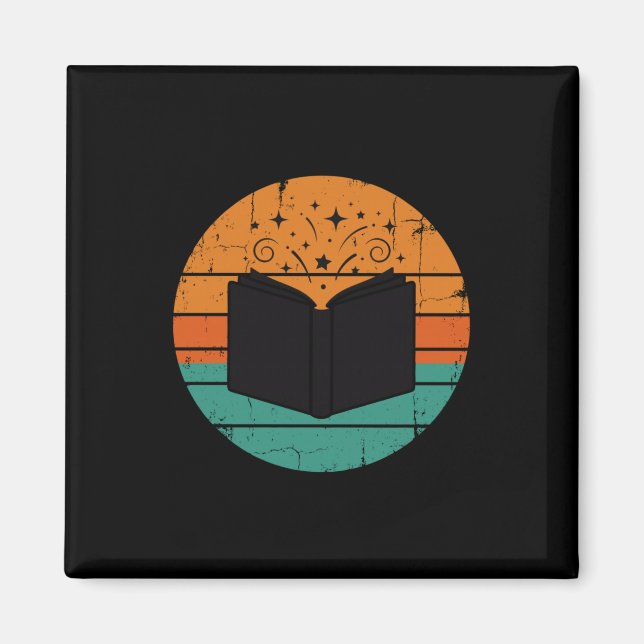 Läs barnböcker rolig vintage retro män magnet (Framsidan)