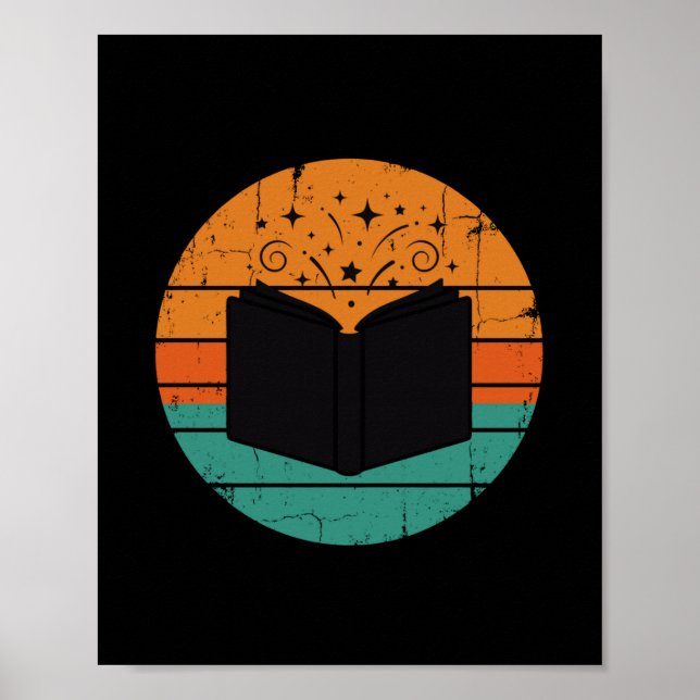 Läs barnböcker rolig vintage retro män poster (Framsidan)