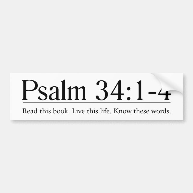 Läs Bibeln Psalm 34:1-4 Bildekal (Framsidan)