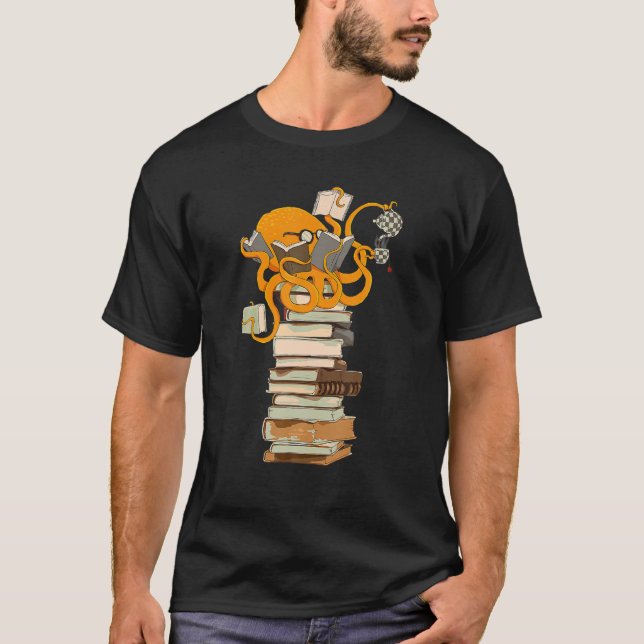 Läs bläckfisk, te, kaffe och Bokar T Shirt (Framsida)
