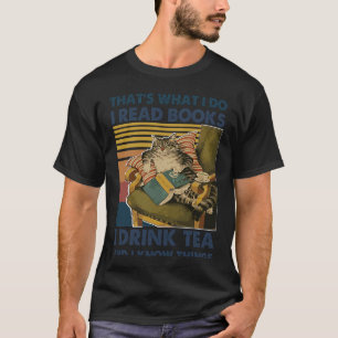 Läs böcker drick te katt bokorm kattunge Sarcasm R T Shirt