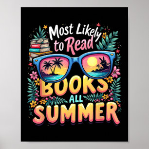Läs böcker hela sommaren mest sannolikt rolig lära poster