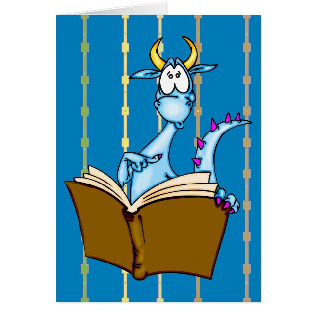 Läs- bok för drake hälsningskort (Framsidan)