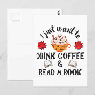 Läs Bok och drick kaffe Vykort