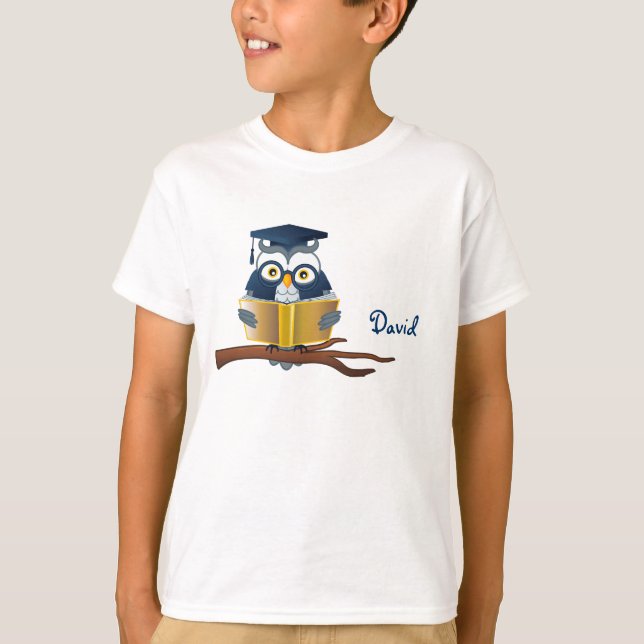Läs- bok | Personalizable för smart uggla T Shirt (Framsida)