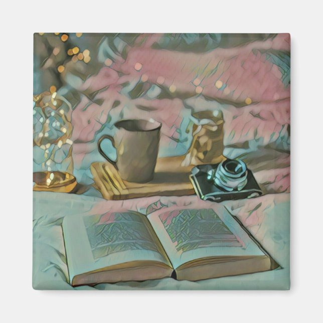 Läs Bokar, Drick kaffe Magnet (Framsidan)