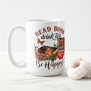 Läs Bokar, Drick tea och Be Lycklig Kaffemugg