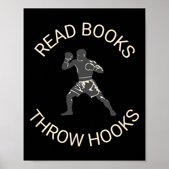 Läs Bokar Throw Krok Boxing Literacy Shirt Poster (Framsidan)