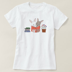 Läs- bokT-tröja för kanin gullig kaninbokälska Tee Shirt