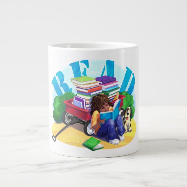 LÄS Bokvagnskonst Jumbo Mugg (Framsidan)