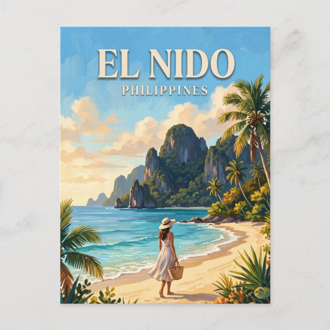 Las Cabanas Beach, El Nido Filippinerna Vykort (Framsida)