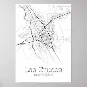 Las Cruces Karta - New mexico - City Karta Poster