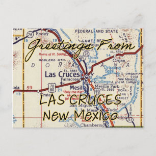 Las Cruces NM Vintage Karta Vykort