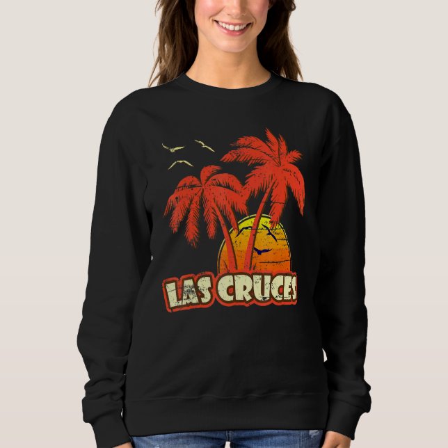Las Cruces sommarpalmträd 80-talets strand solnedg T Shirt (Framsida)