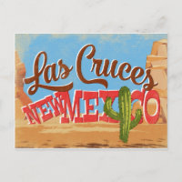 Las Cruces Tecknad Desert Retro Travel