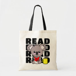 Läs: Cute Koala Reading Bok & Coffee Mugg Tygkasse
