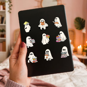 Läs Cute Spöken Pack Spooky Bok Älskare Lakan Klistermärken