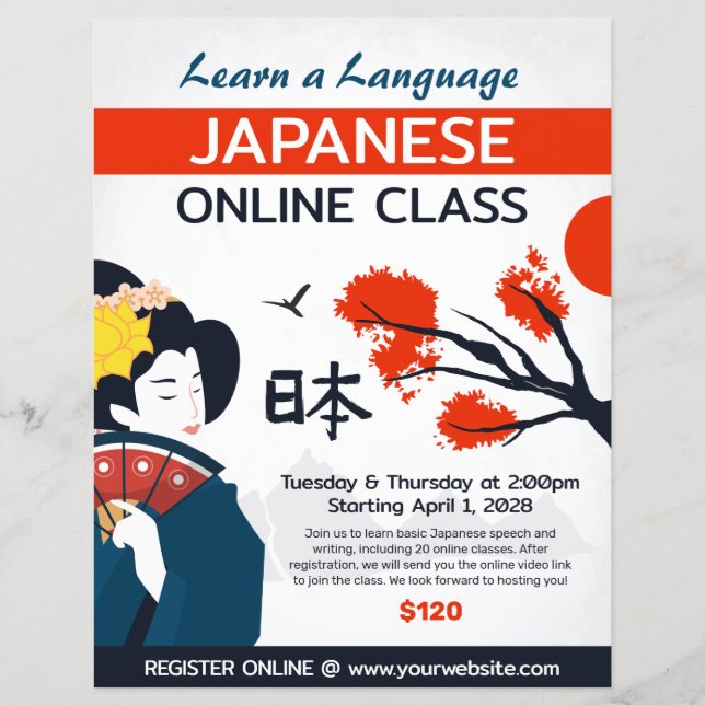 Läs den japanska mallen Flyer för språkklass (Framsidan)