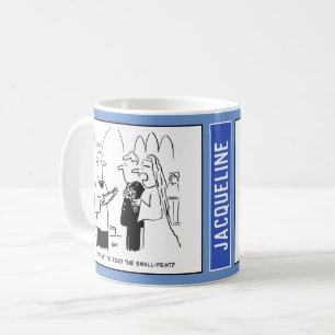 Läs den lilla utskriften. kaffemugg