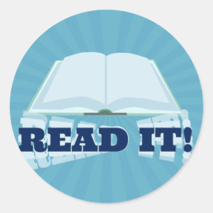 Läs det och befordra din Bok här Runt Klistermärke