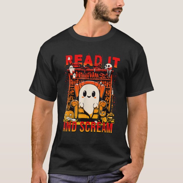 Läs det och Skräm Ghost Funny Haunted Bok Nook A T Shirt (Framsida)