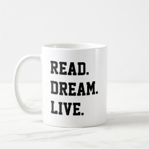 LÄS DREAM LIVE. Svartvit Kaffemugg
