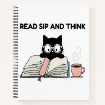 Läs, Drick Och Tänk Söt Katt Läs Bok & Kaffe