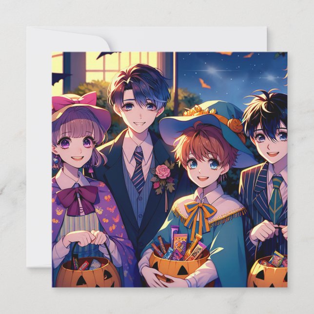 Lås eller behandla barn i Costumes Halloween Inbjudningar (Framsida)