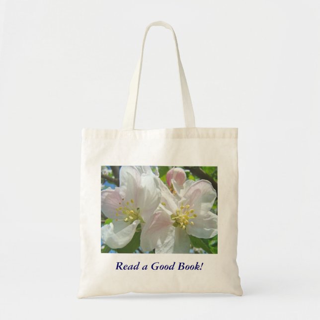 Läs en bra bok! Tote Bag Äppelblom Tygkasse (Framsidan)