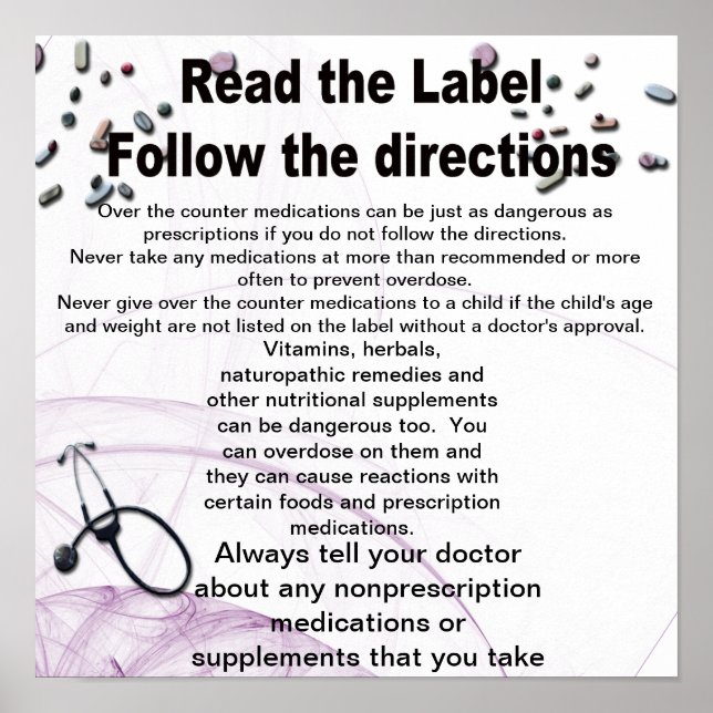 Läs etiketten, följ anvisningarna poster (Framsidan)