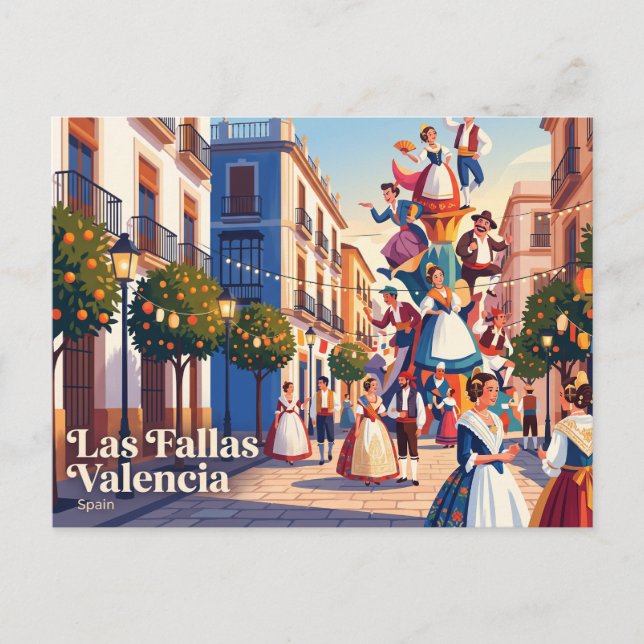 Las Fallas Valencia Spanien Vykort (Framsida)