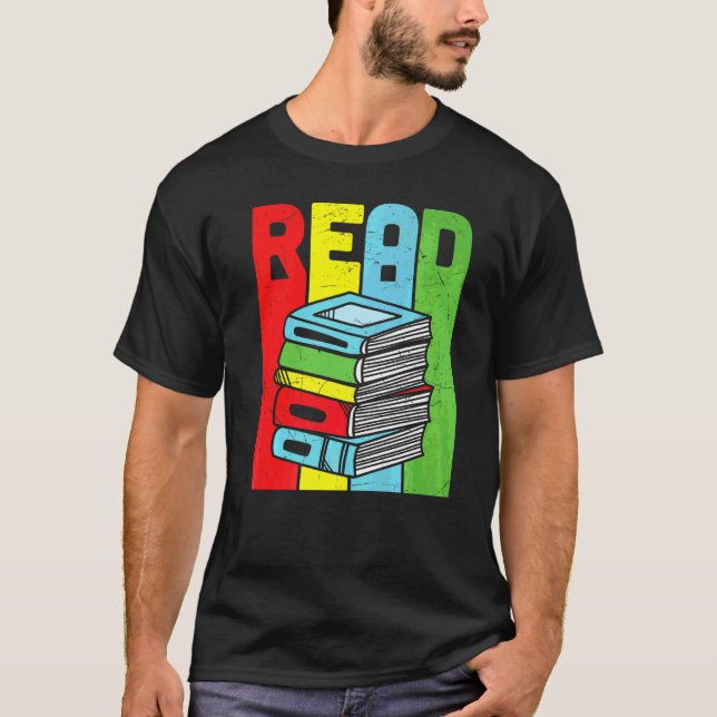 Läs färgrik bokläsning t shirt (Framsida)