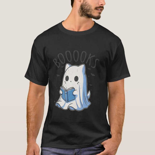 Läs fler böcker Funny Groovy Halloween Cat Ghost T Shirt (Framsida)