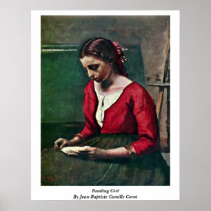 Läs- flicka av Jean-Baptiste Camille Corot Poster