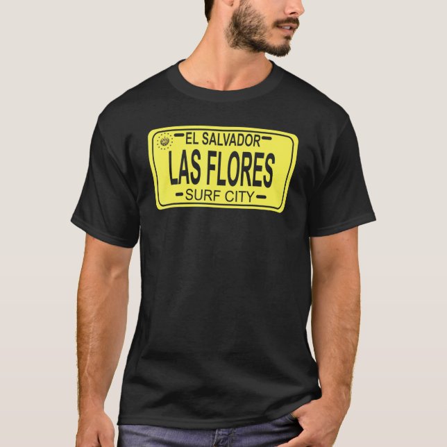 Las Flores Surfa City El Salvador T Shirt (Framsida)