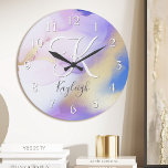 Lås för akrylvägg rund klocka<br><div class="desc">Anpassa enkelt den här glamorösa stil-abstrakt-lilac-vattenfärgen och guld-sprejbakgrunden med anpassningsbarna.</div>