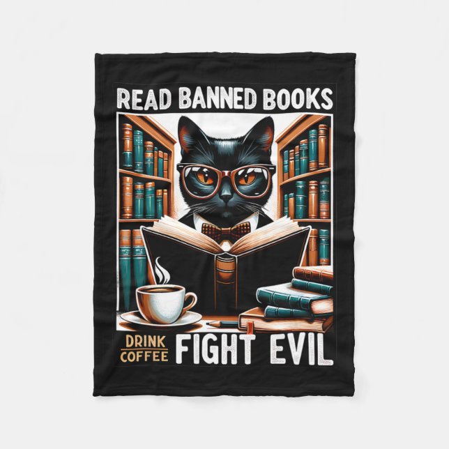 Läs Förbannad Bokar Drink Coffee Fight Evil Bok Re Fleecefilt (Framsidan)