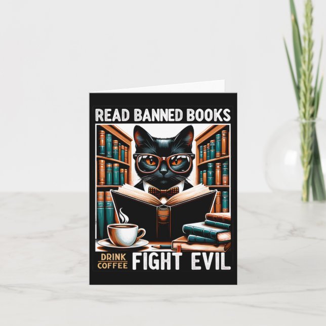Läs Förbannad Bokar Drink Coffee Fight Evil Bok Re Kort (Framsida)