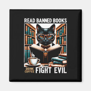 Läs Förbannad Bokar Drink Coffee Fight Evil Bok Re Magnet