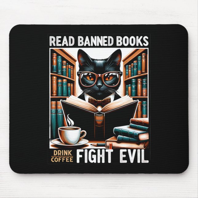 Läs Förbannad Bokar Drink Coffee Fight Evil Bok Re Musmatta (Framsidan)