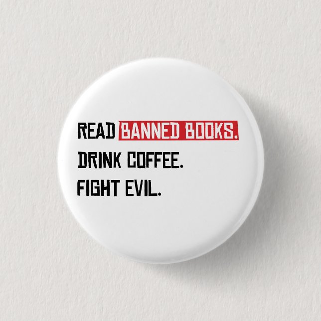 Läs Förbannad Bokar Drink Coffee Fight Evil Knapp (Framsida)