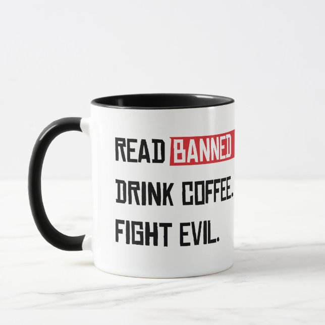 Läs Förbannad Bokar Drink Coffee Fight Evil Mugg (Vänster)