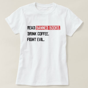 Läs Förbannad Bokar Drink Coffee Fight Evil T Shirt
