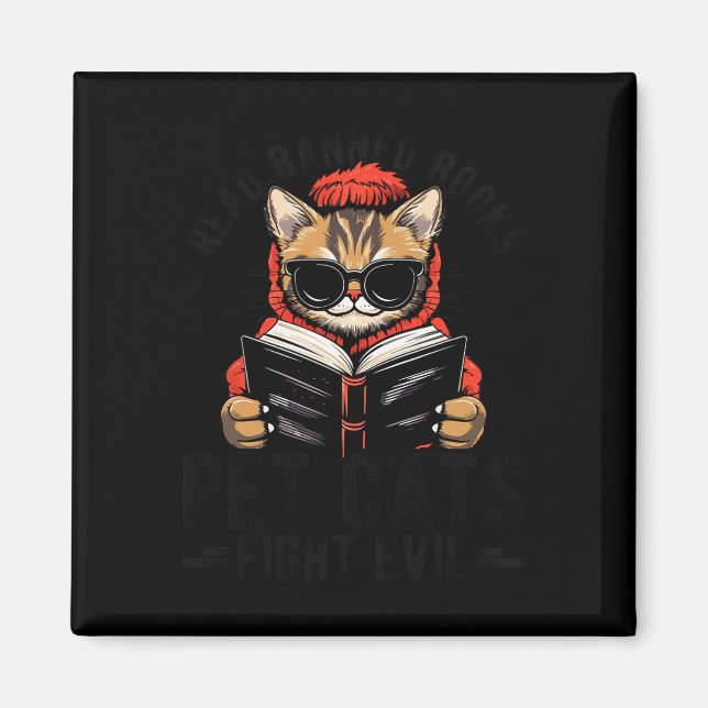Läs förbjuden Bokar Pet Cats Fight Evil Rebe Banne Magnet (Framsidan)
