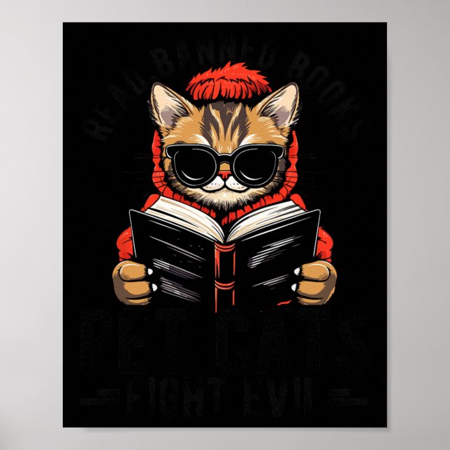Läs förbjuden Bokar Pet Cats Fight Evil Rebe Banne Poster (Framsidan)