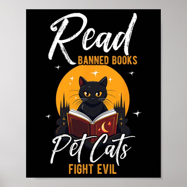 Läs förbjuden Bokar Pet Cats Fight Evil Rebe Banne Poster (Framsidan)