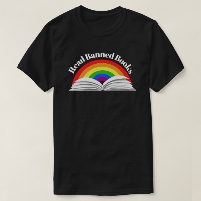Läs förbjuden Bokar regnbåge T Shirt (Design framsida)