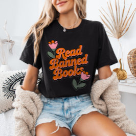 Läs Förbjudna Böcker Retro Minimalistisk Blommig B T Shirt